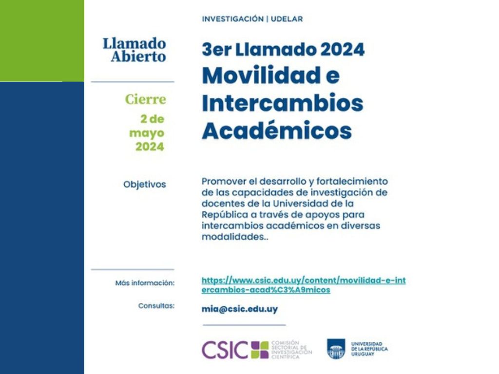 3er. Llamado 2024 – Movilidad e Intercambios Académicos