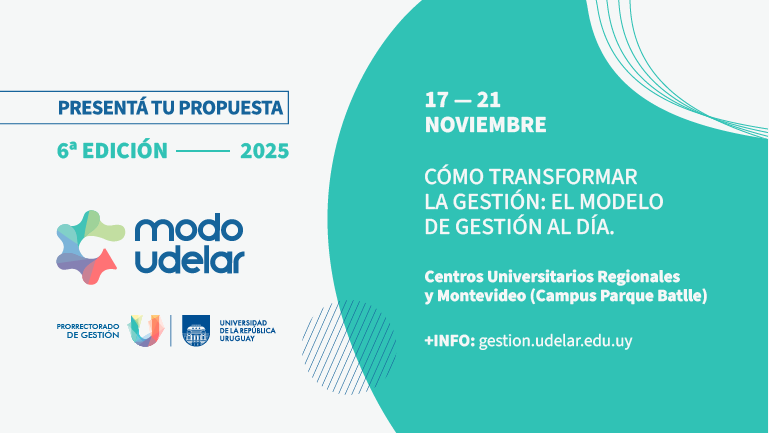 Gráfico promocional de la VI Incluye la frase “Presentá tu propuesta” y las fechas del evento: 17 al 21 de noviembre. Lema: “Cómo transformar la gestión: El modelo de gestión al día”.