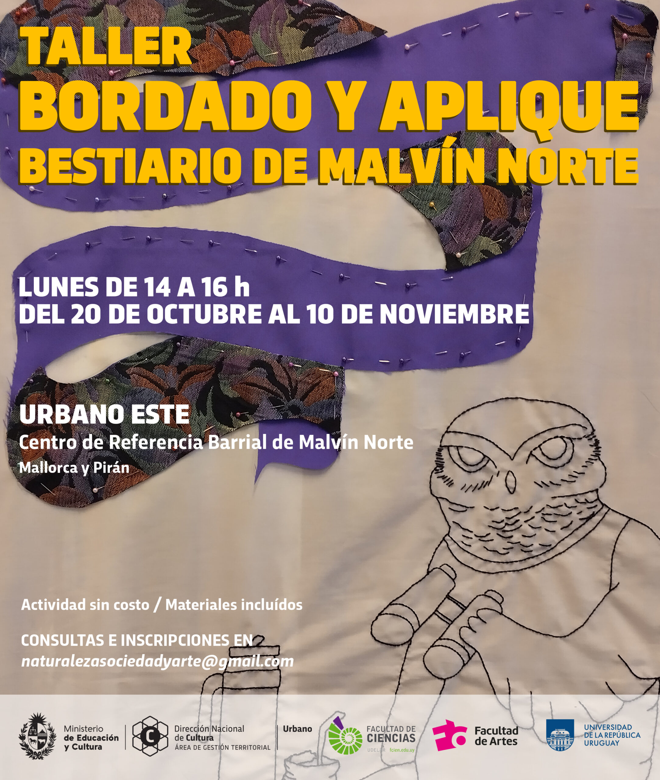 Taller de bordado y aplique: Bestiario de Malvín Norte