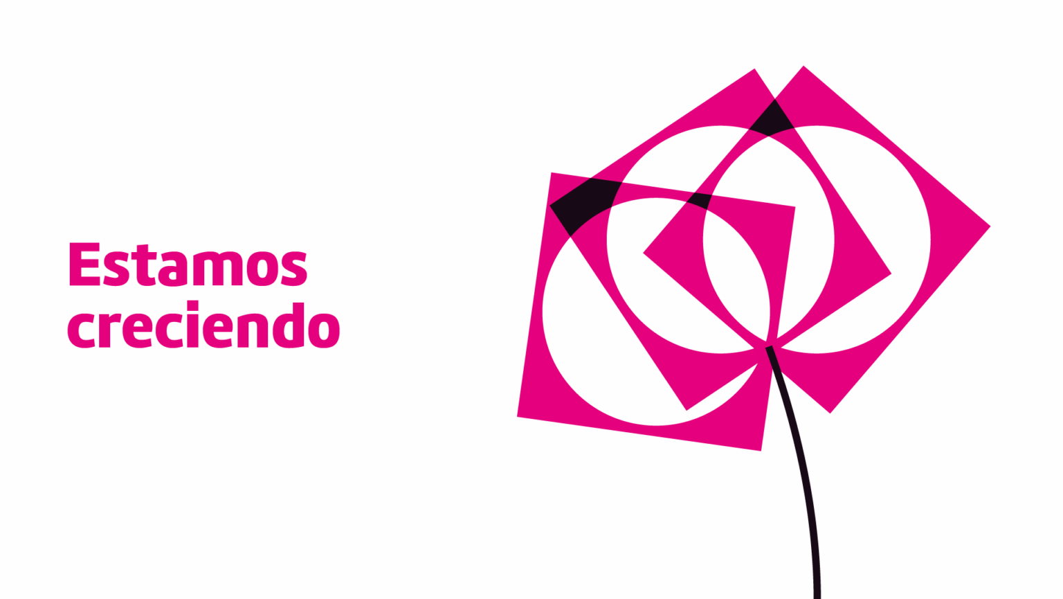 Imagén de difusión: composición floral, en color magenta, acompañado del texto “Estamos creciendo”.