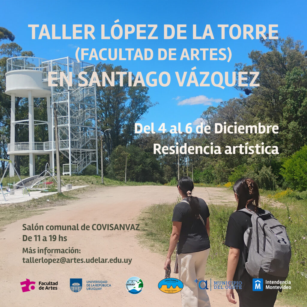 Fotografía de estudiantes caminando por Santiago Vázquez. Sobreimpreso la información de la actividad