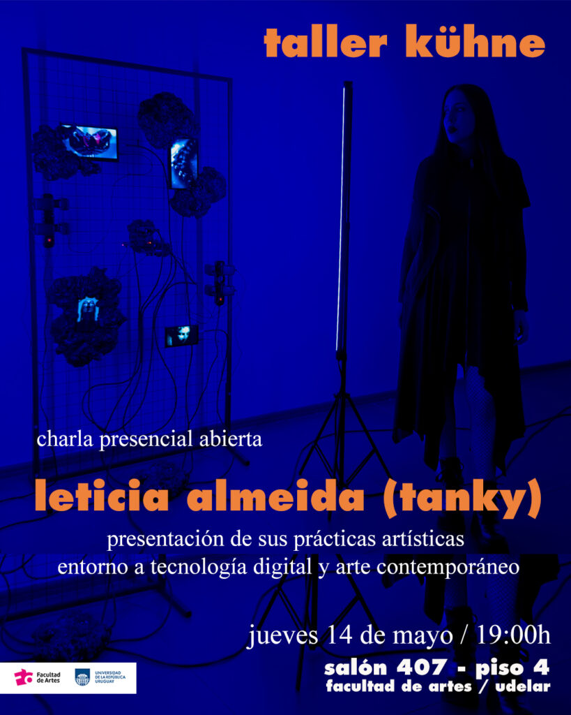 Afiche de difusión charla con leticia almeida (Tanky)