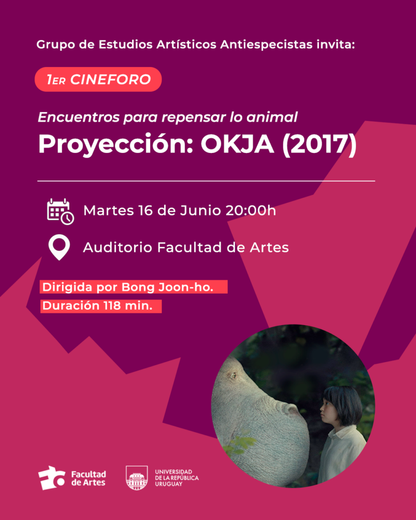 Flyer de difusión de Cineforo: Proyección OKJA